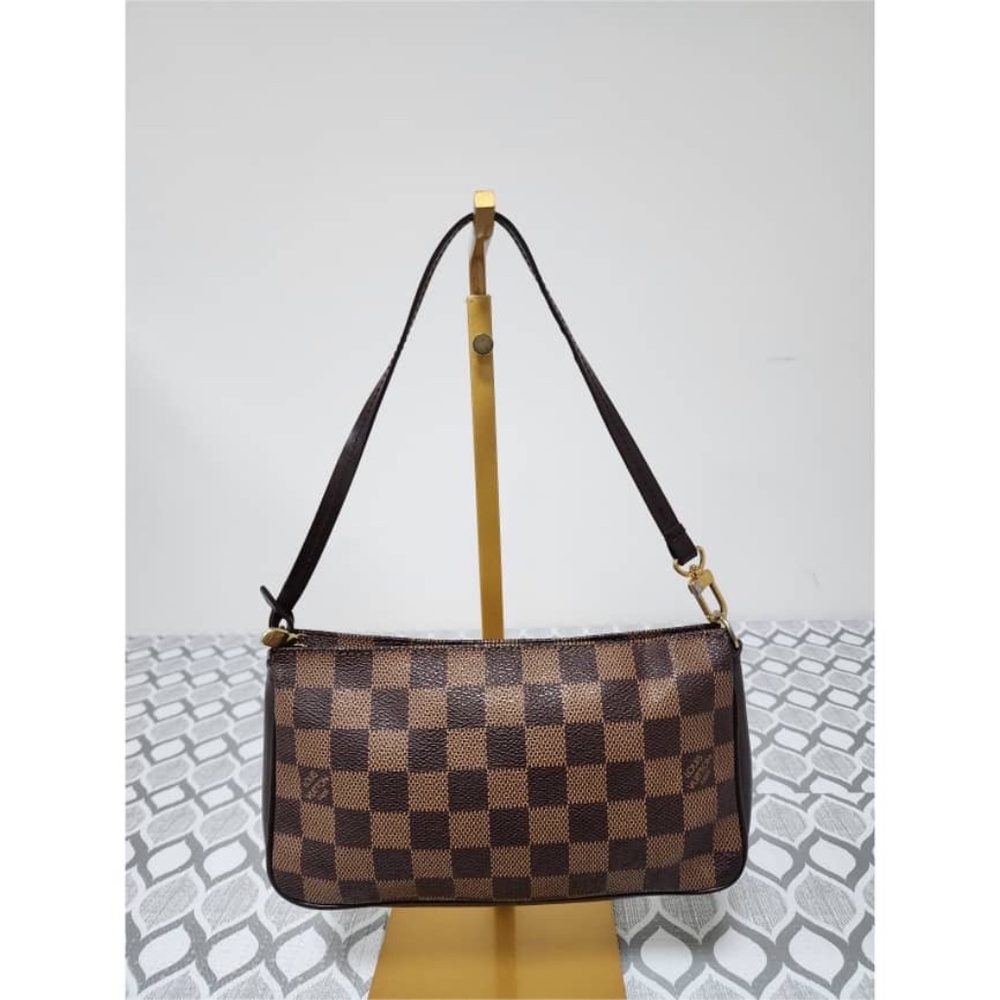 Authentic LOUIS VUITTON Damier Canvas Navona Accessories Pochette Bag Brown - Picture 4 of 13